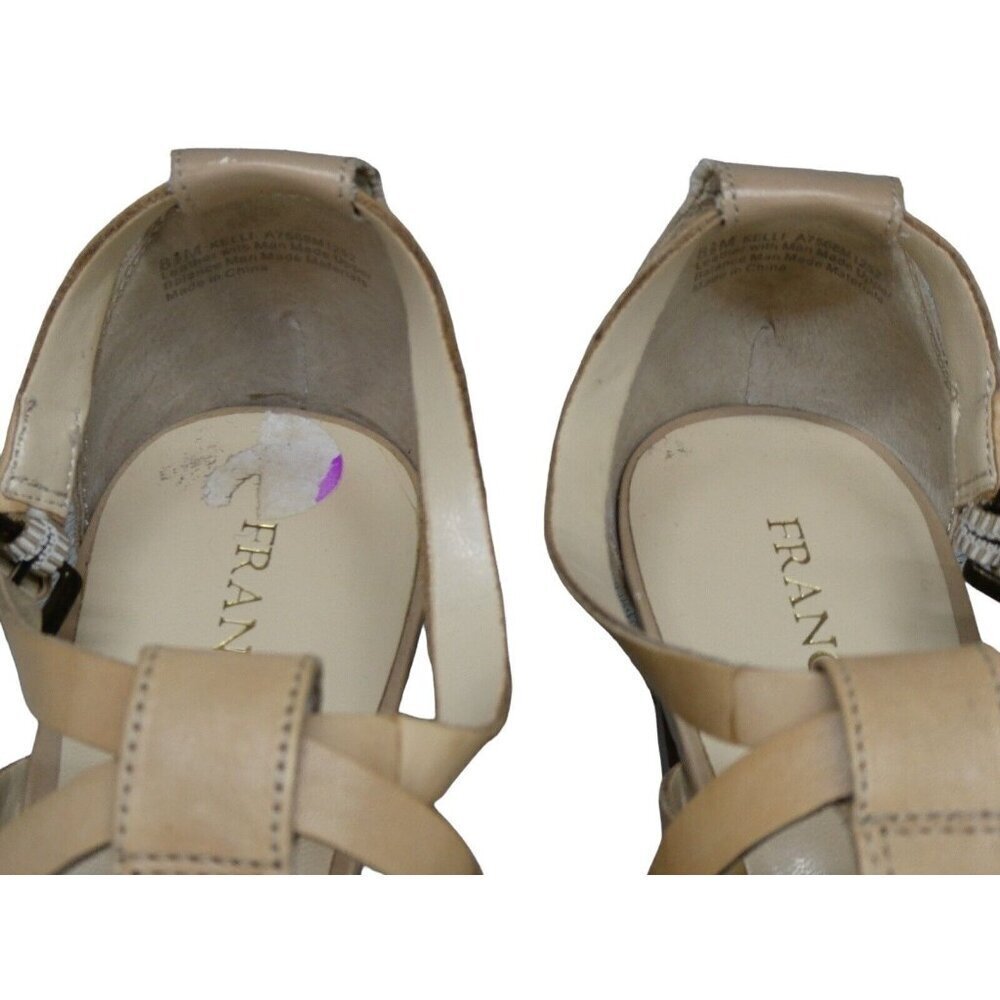 Franco Sarto Gladiator Strappy Heel Leather Sandals‎ Size 8.5 Beige Nude - Picture 4 of 8